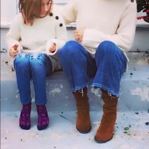 Franco Sarto Stacked heel suede zip up boots